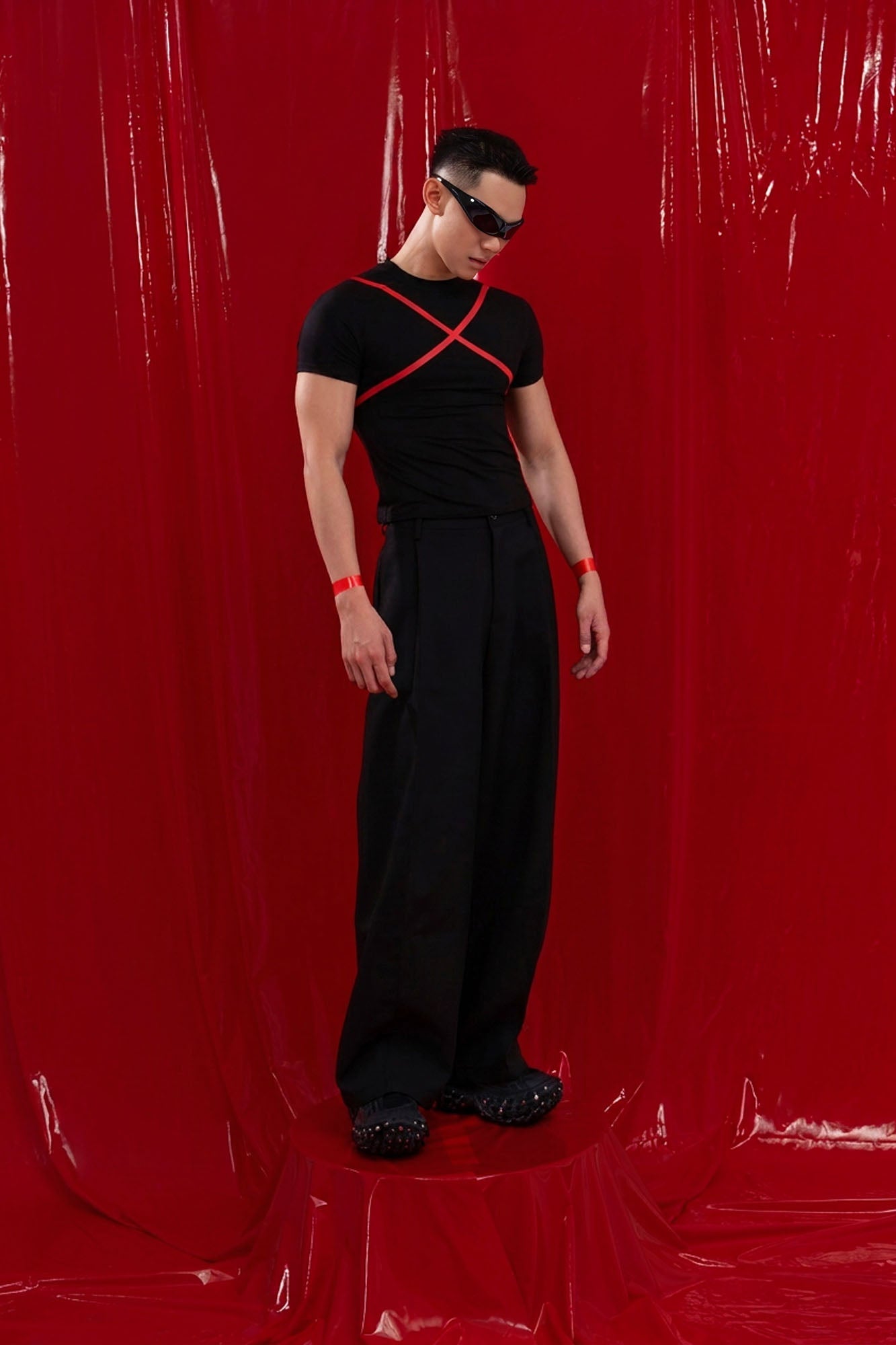 CLP Slim Contrast Cross T-Shirt-T Shirt-S-Free Shipping Leatheretro