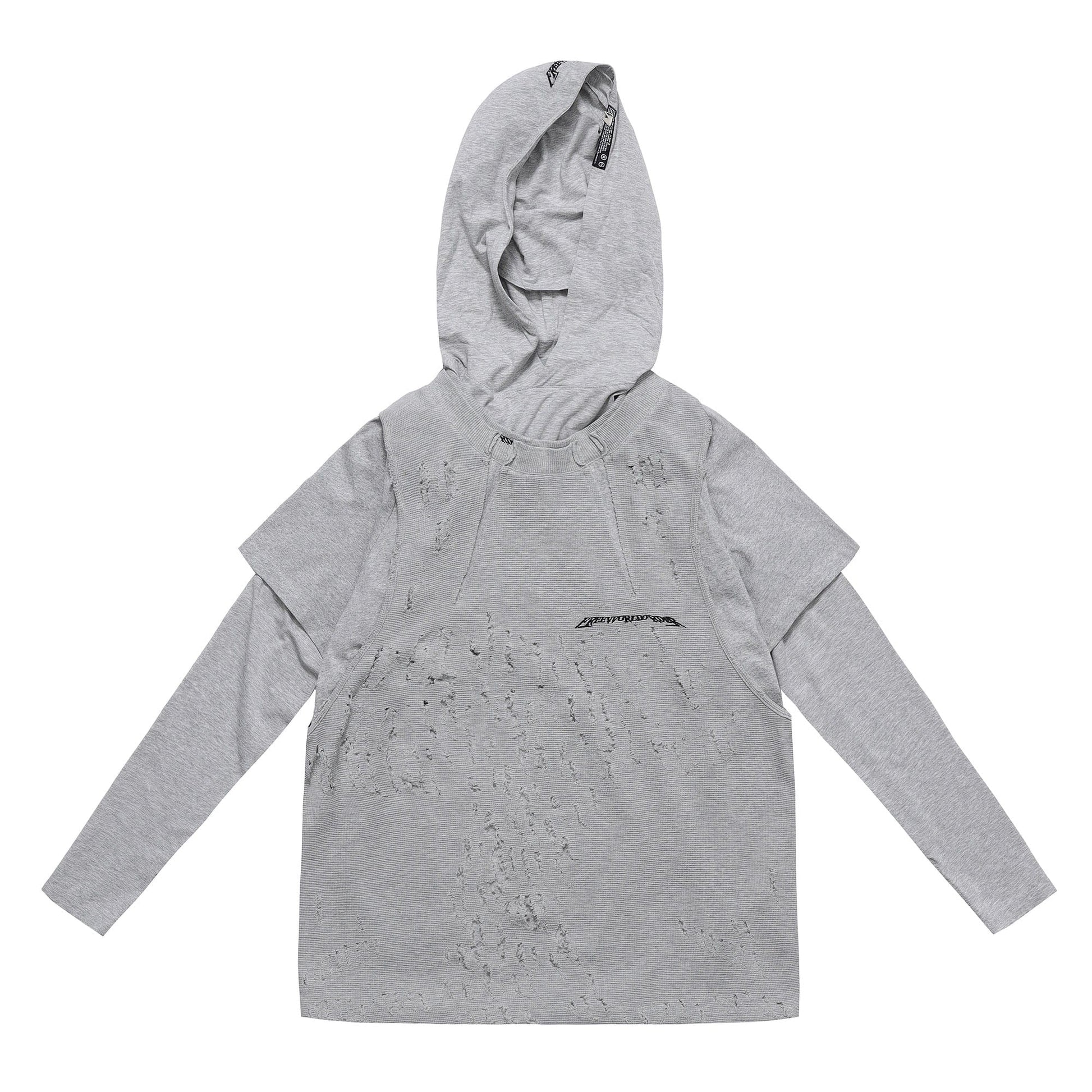 FVVO Ripped Multi-Wear Hoodie-Hoodie-S-Gray-Free Shipping Leatheretro