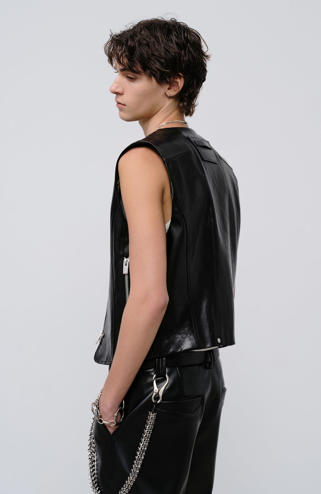 FACEONLAB Reversible Moto Leather Vest Black-Vest-M-Free Shipping Leatheretro
