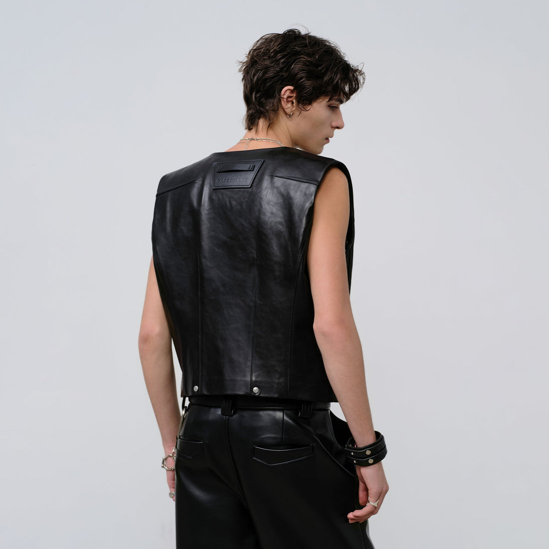 FACEONLAB Reversible Moto Leather Vest Black-Vest-M-Free Shipping Leatheretro