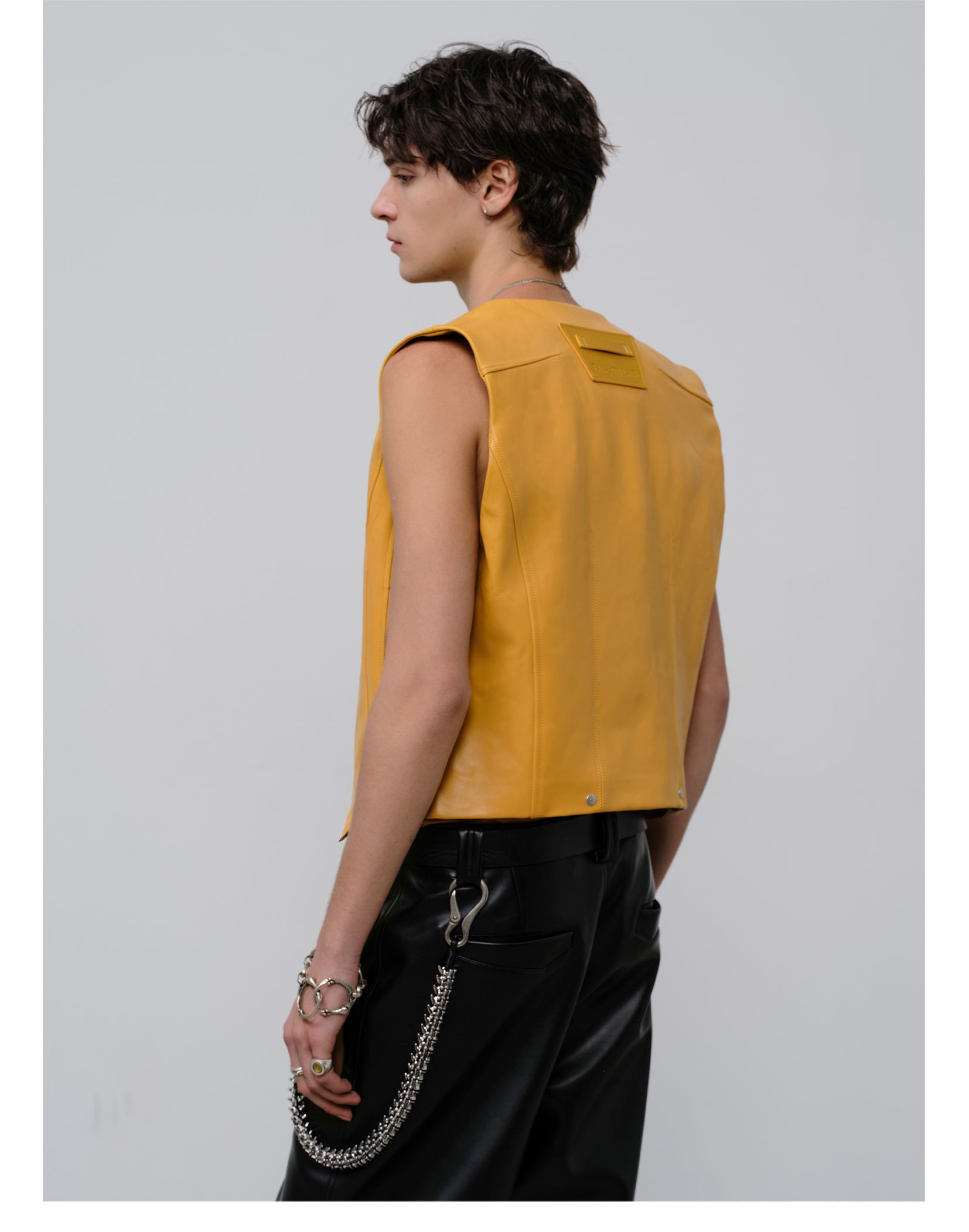 FACEONLAB Reversible Moto Leather Vest Orange-Vest-M-Free Shipping Leatheretro