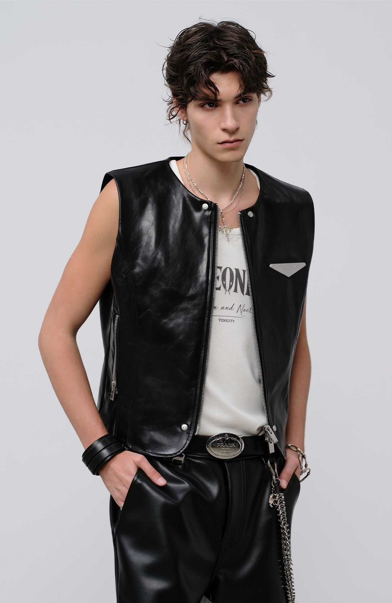 FACEONLAB Reversible Moto Leather Vest Black-Vest-M-Free Shipping Leatheretro