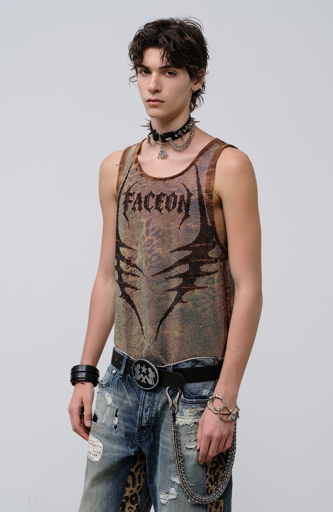FACEONLAB Venom Diamond Punk Tank Leopard-Tank Top-M-Free Shipping Leatheretro