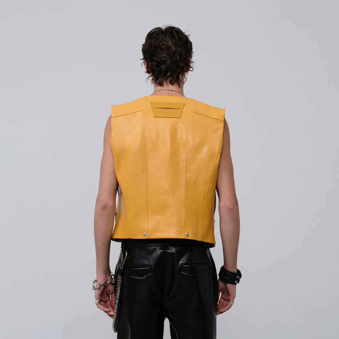 FACEONLAB Reversible Moto Leather Vest Orange-Vest-M-Free Shipping Leatheretro