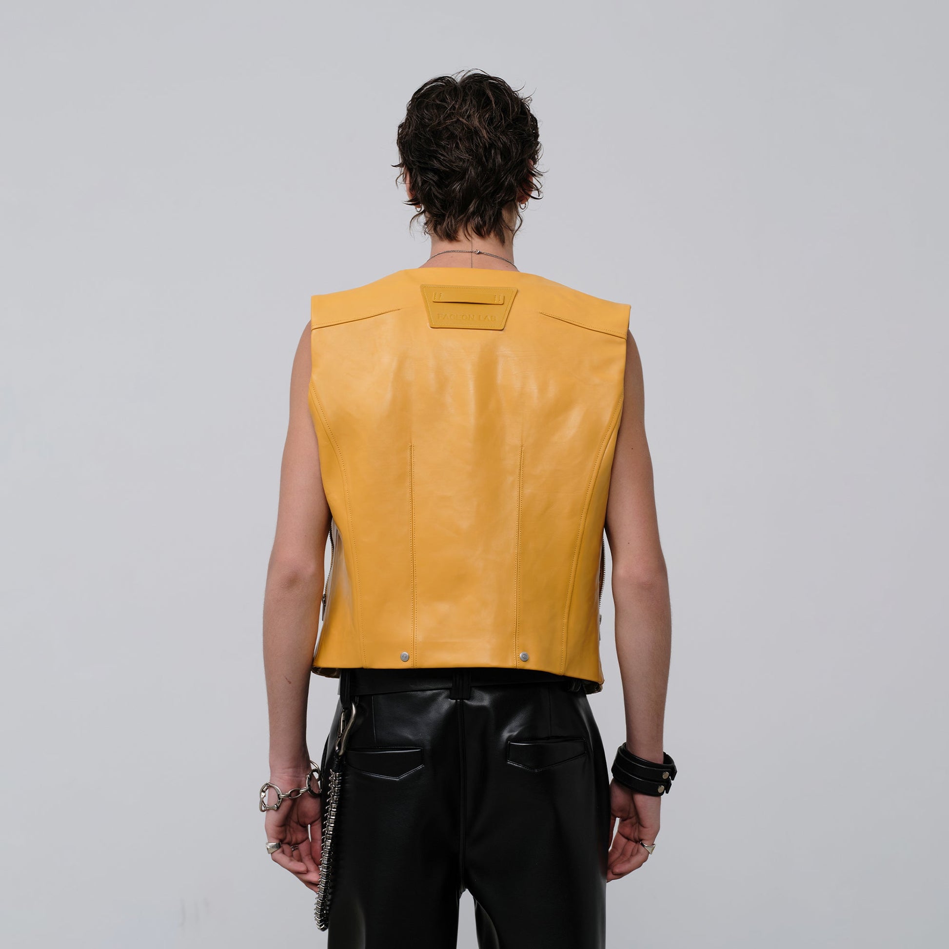 FACEONLAB Reversible Moto Leather Vest Orange-Vest-M-Free Shipping Leatheretro