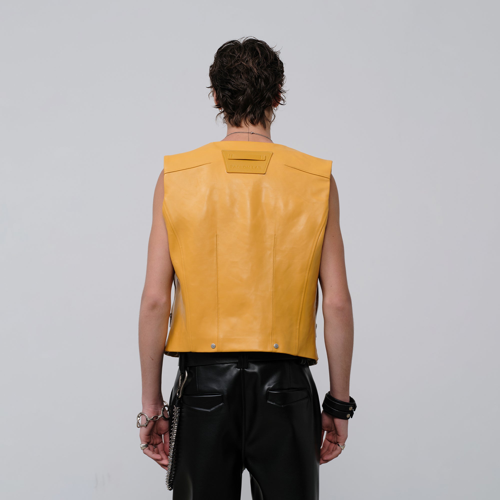 FACEONLAB Reversible Moto Leather Vest Orange-Vest-M-Free Shipping Leatheretro
