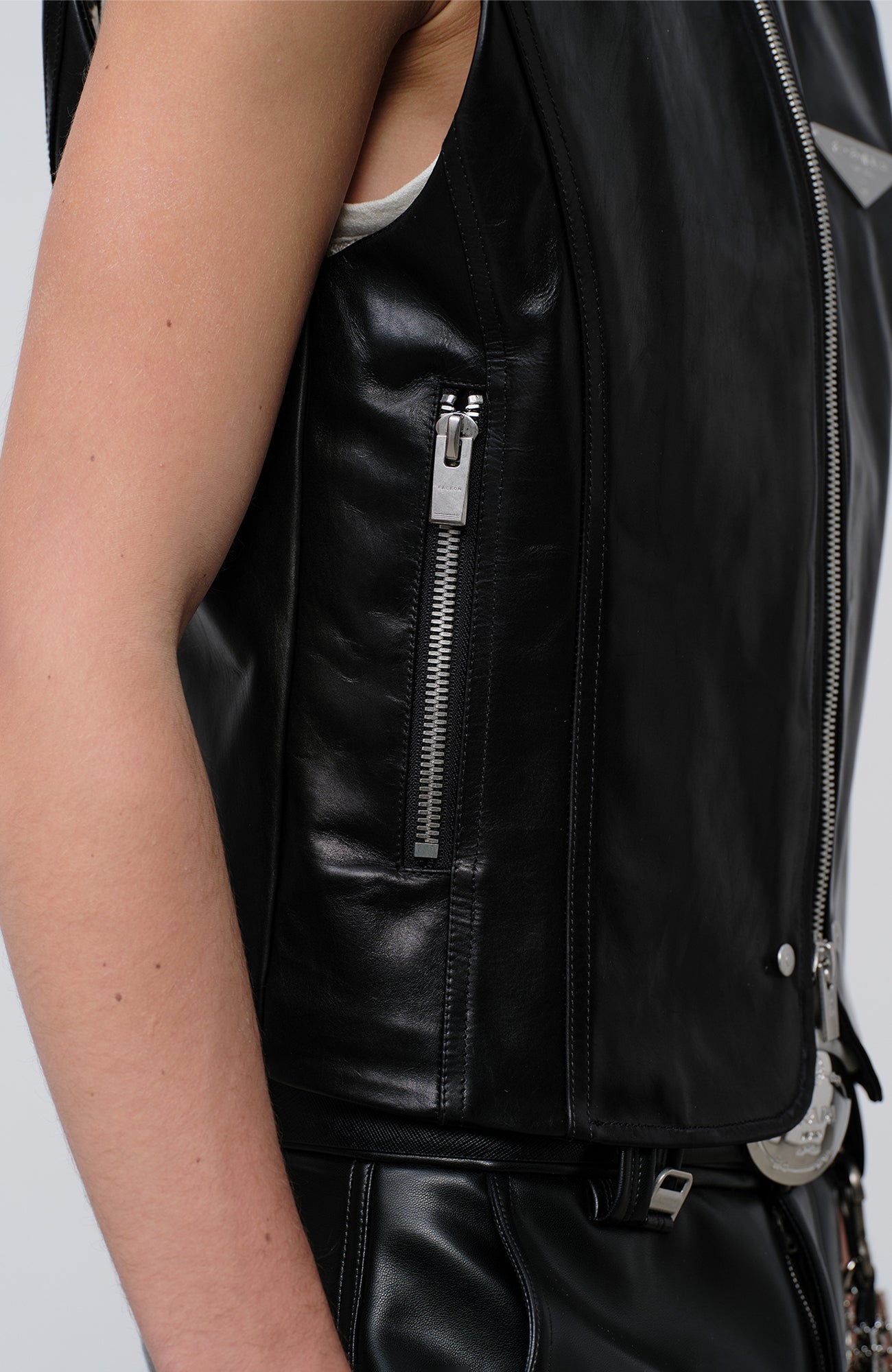 FACEONLAB Reversible Moto Leather Vest Black-Vest-M-Free Shipping Leatheretro
