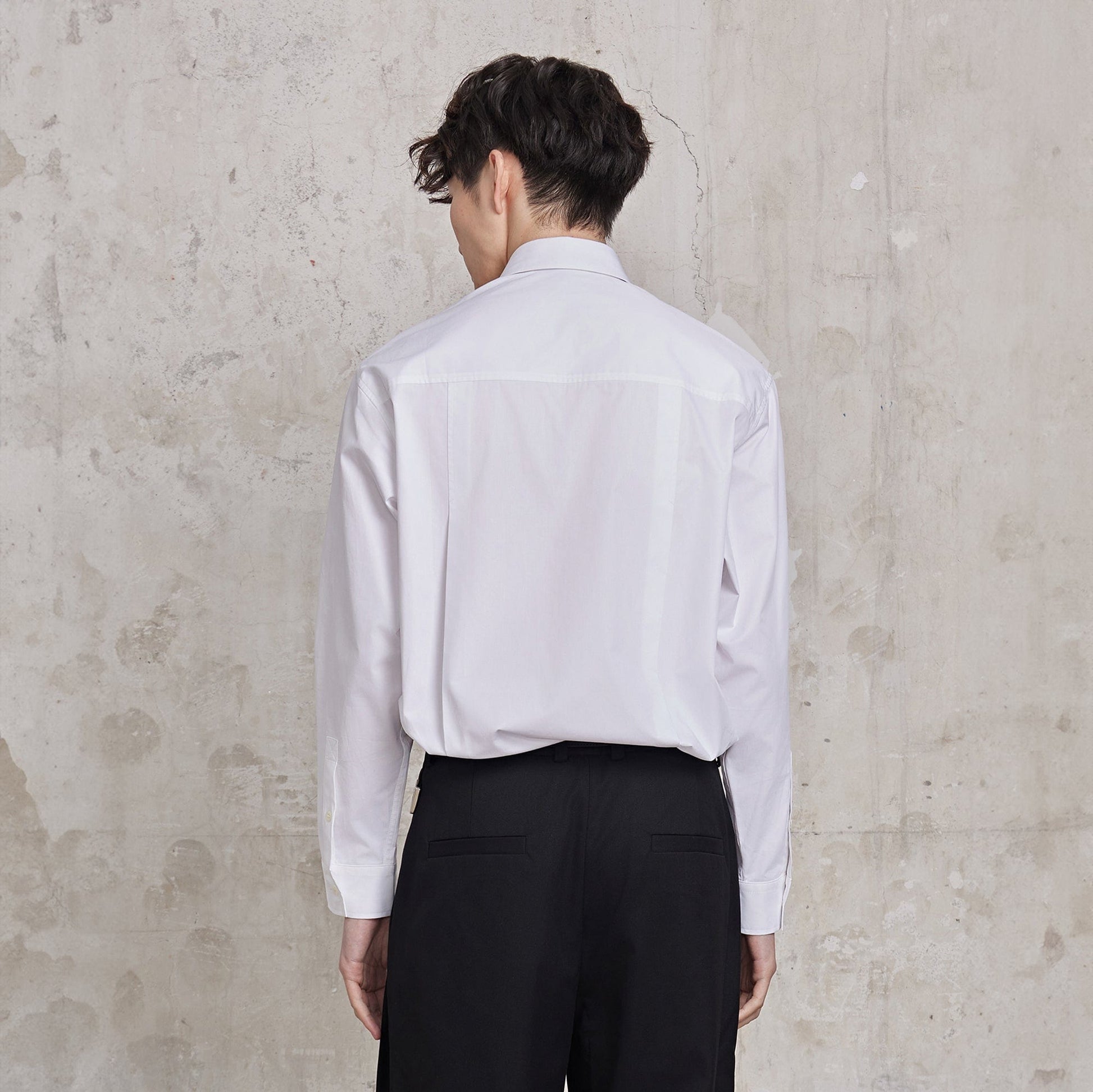 FACEONLAB Modern Patch-Pocket Poplin Shirt-Shirt-M-White-Free Shipping Leatheretro