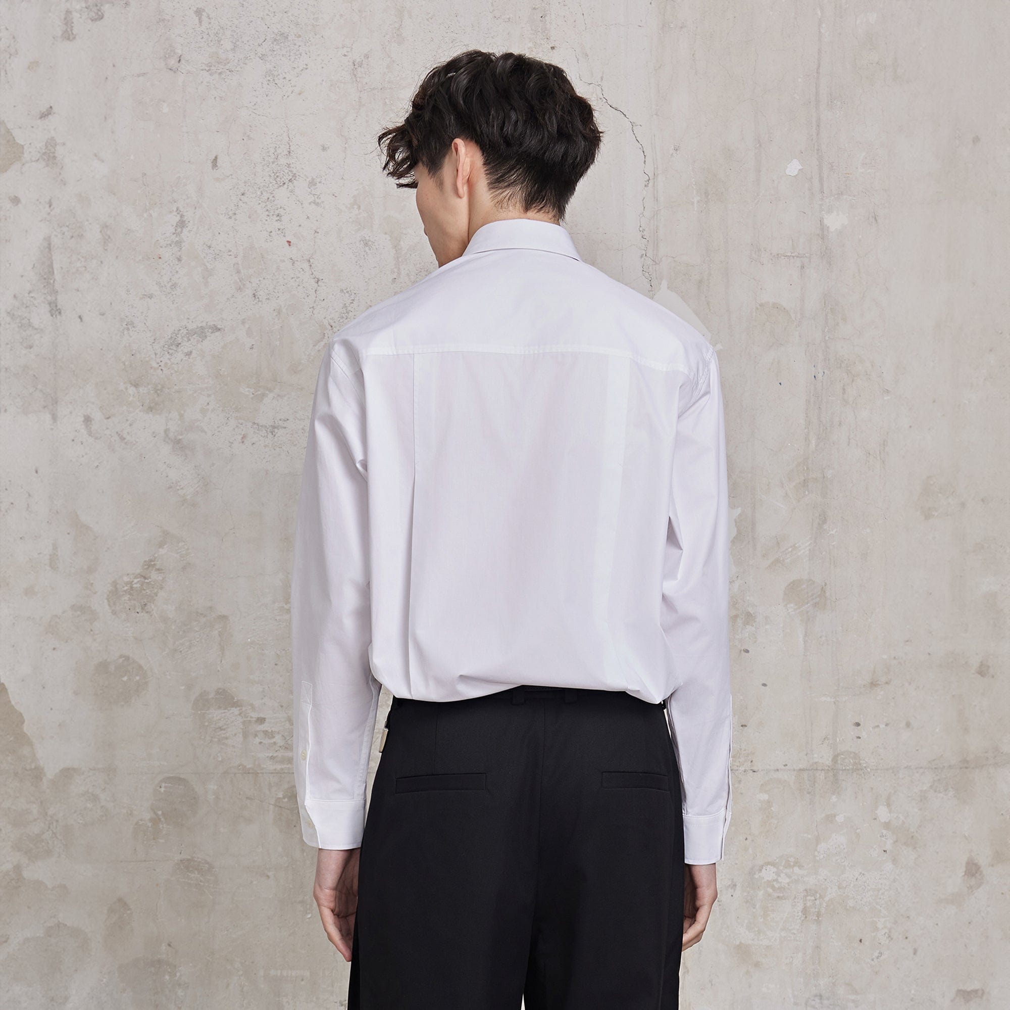 FACEONLAB Modern Patch-Pocket Poplin Shirt-Shirt-M-White-Free Shipping Leatheretro