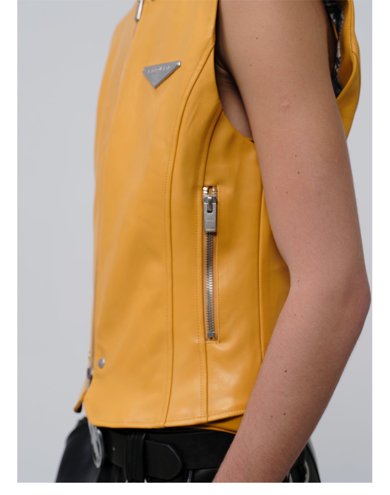 FACEONLAB Reversible Moto Leather Vest Orange-Vest-M-Free Shipping Leatheretro