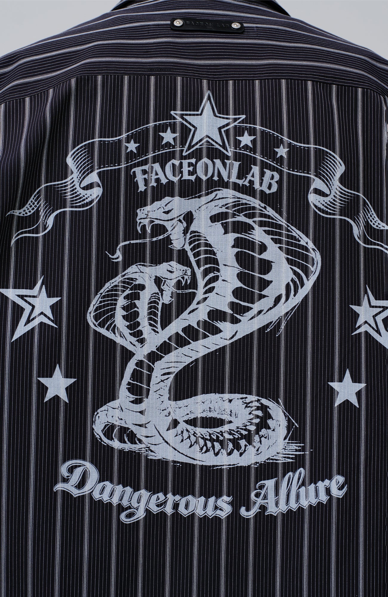 FACEONLAB Stripe Animal Graphic Relaxed Shirt Black-Shirt-M-Free Shipping Leatheretro