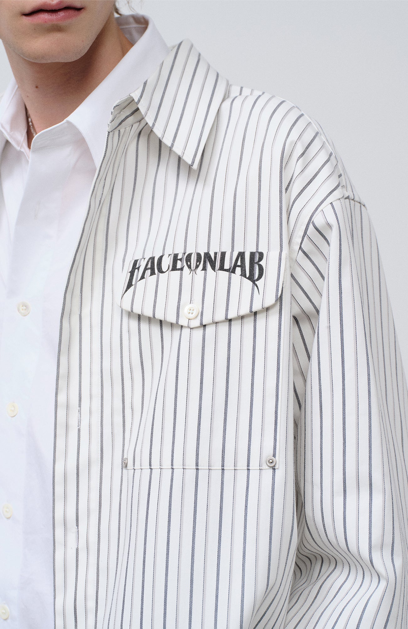 FACEONLAB Stripe Animal Graphic Relaxed Shirt White-Shirt-M-Free Shipping Leatheretro