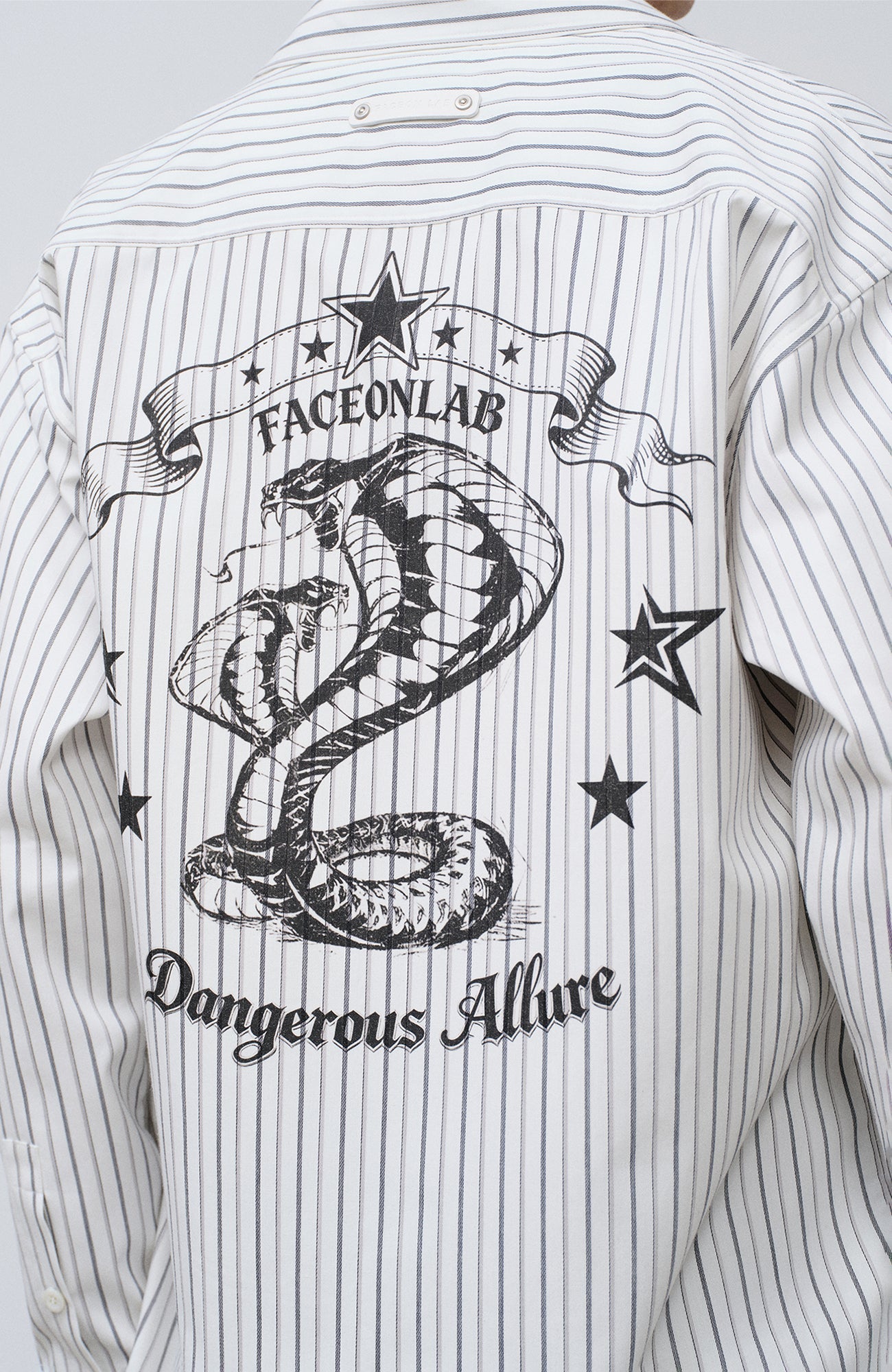 FACEONLAB Stripe Animal Graphic Relaxed Shirt White-Shirt-M-Free Shipping Leatheretro