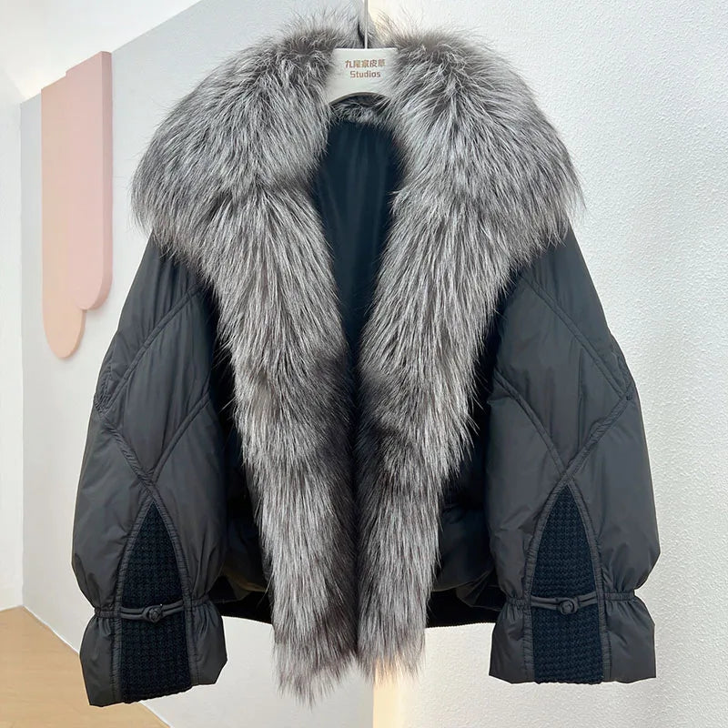 Winter Women Faux Fur Collar Short Down Coat-Coats & Jackets-Black-S-Free Shipping Leatheretro