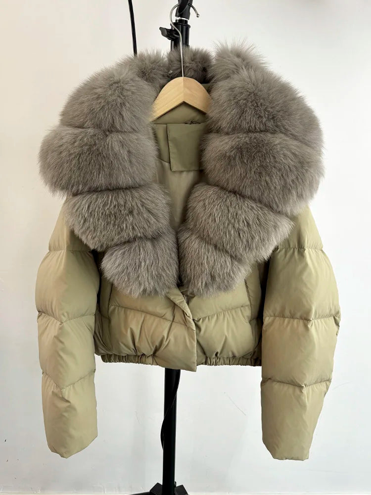 Women Fur Collar Winter Women Puffer Jacket Duck Down Jackets Coats-Coats & Jackets-Green 2-S-Free Shipping Leatheretro