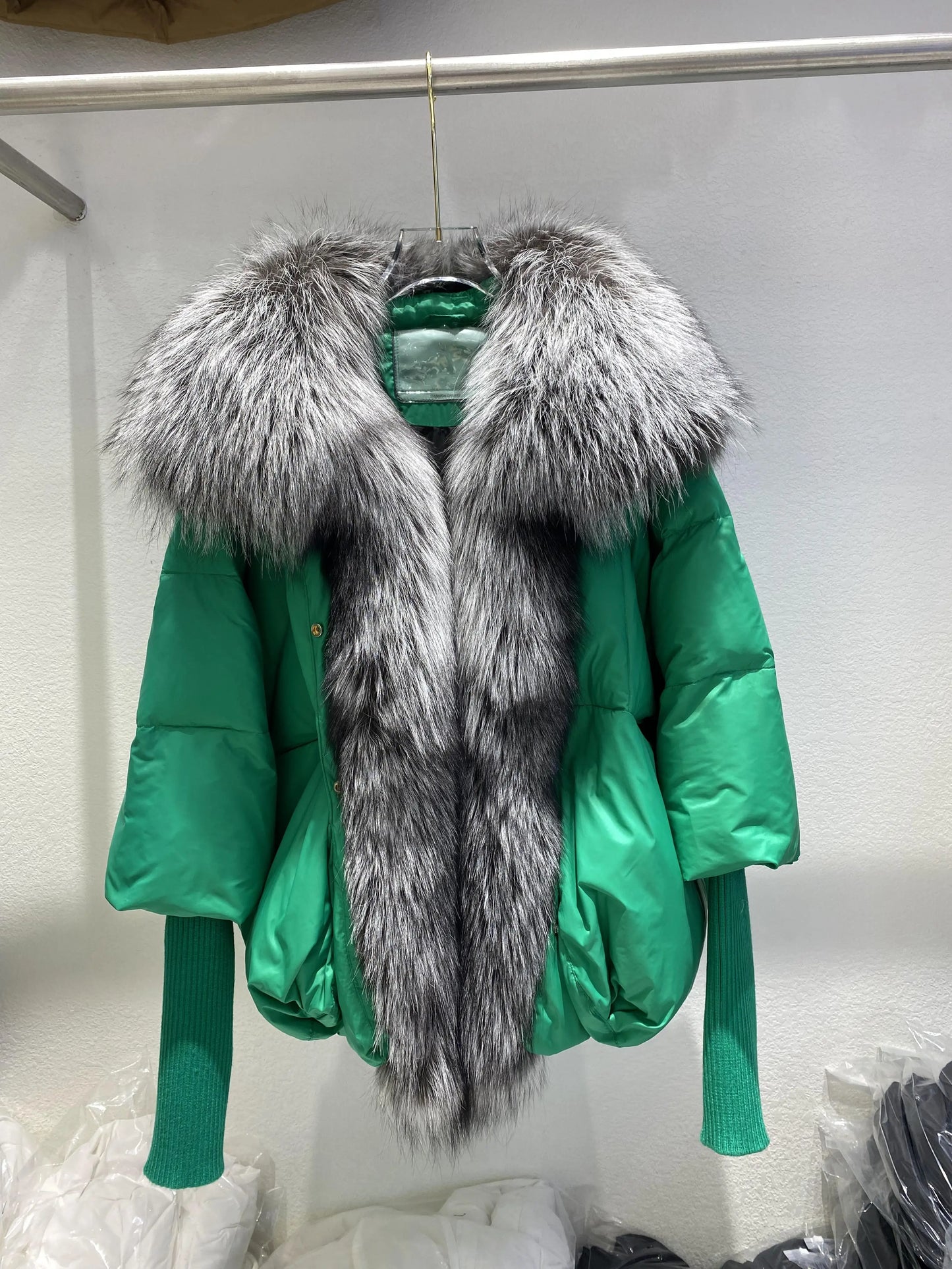 Fashion Winter Fox Fur Collar Women Warm Short Jacket Outerwear-Coats & Jackets-Green 1-S-Free Shipping Leatheretro