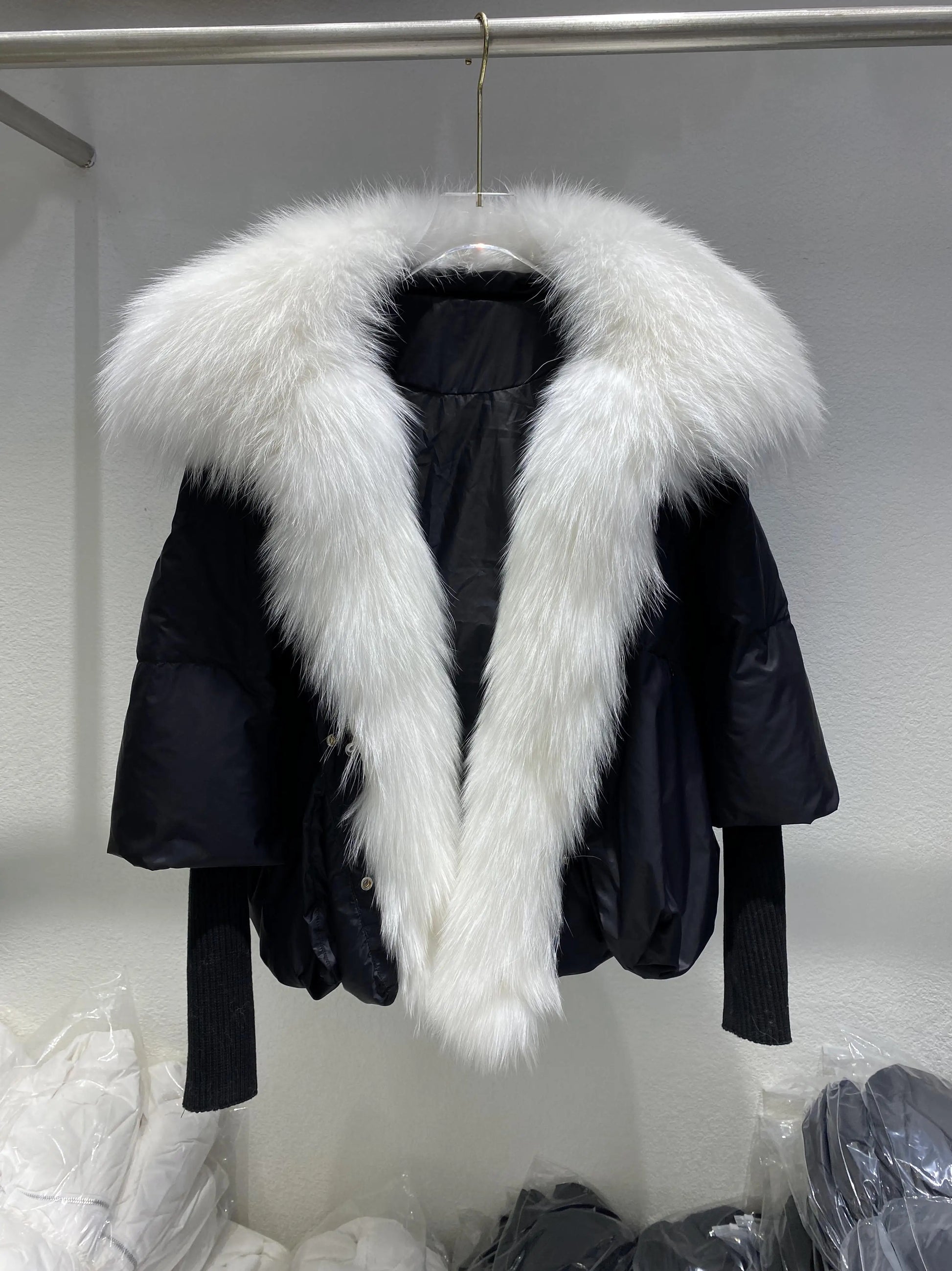 Fashion Winter Fox Fur Collar Women Warm Short Jacket Outerwear-Coats & Jackets-Black 3-S-Free Shipping Leatheretro