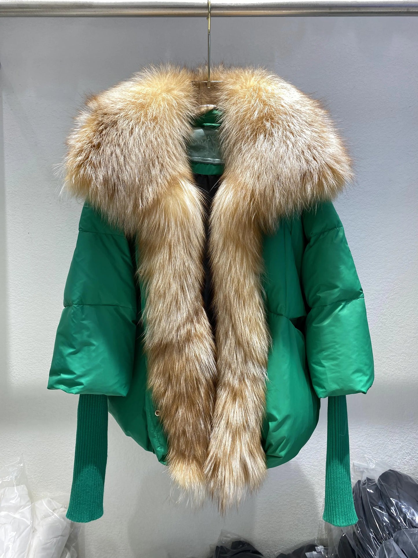 Fashion Winter Fox Fur Collar Women Warm Short Jacket Outerwear-Coats & Jackets-Green 2-S-Free Shipping Leatheretro