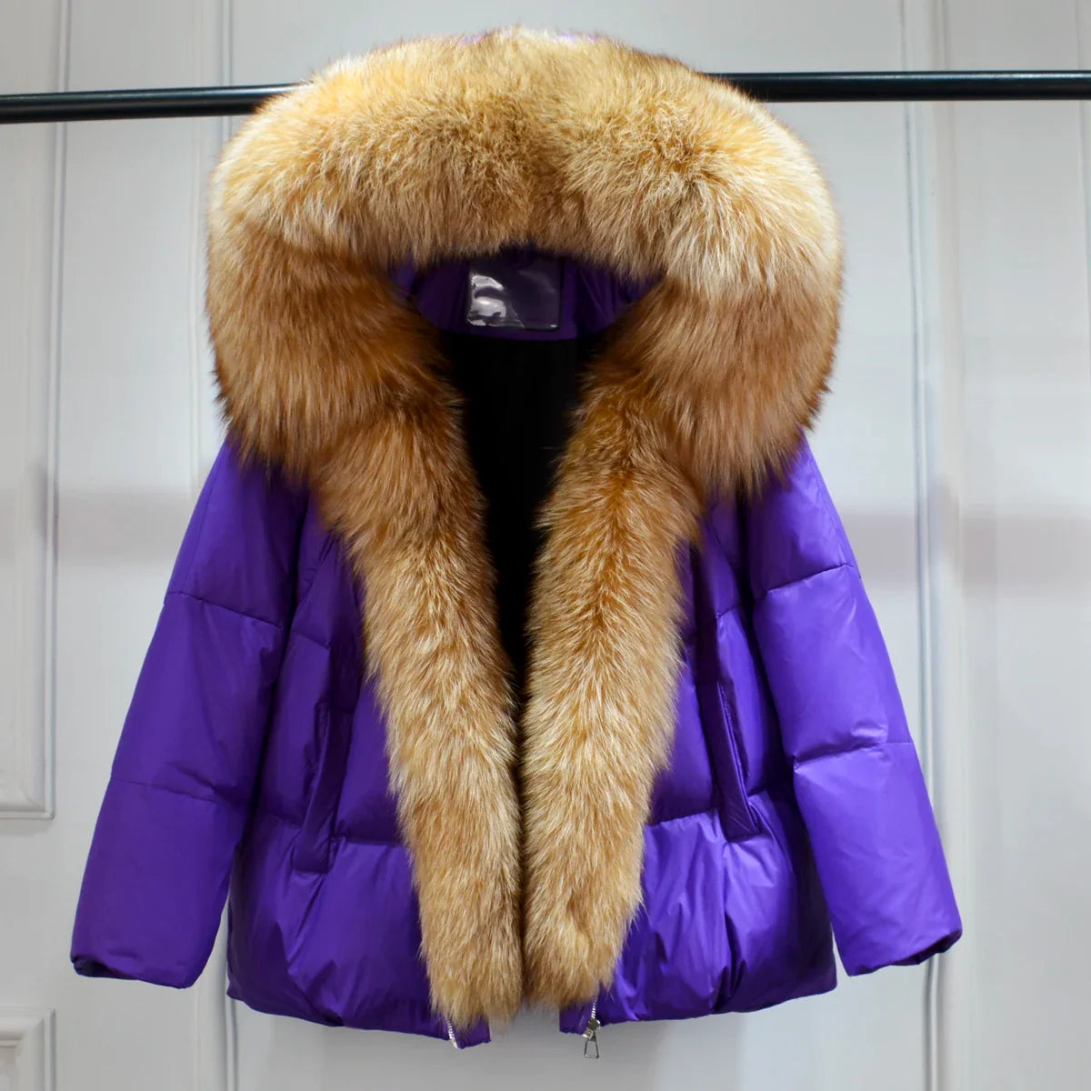 Winter Women Faux Fur Collar Thick Warm Women Hoodies Coat-Coats & Jackets-Purple2-S-Free Shipping Leatheretro