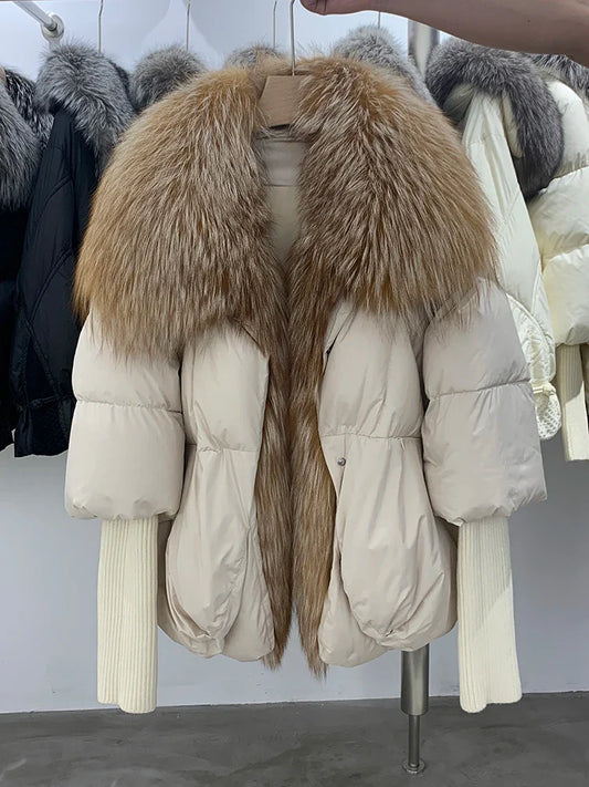 Winter Women Puffer Coat Fox Fur Collar Outerwear Duck Down Jacket-Coats & Jackets-The same as picture-S-Free Shipping Leatheretro