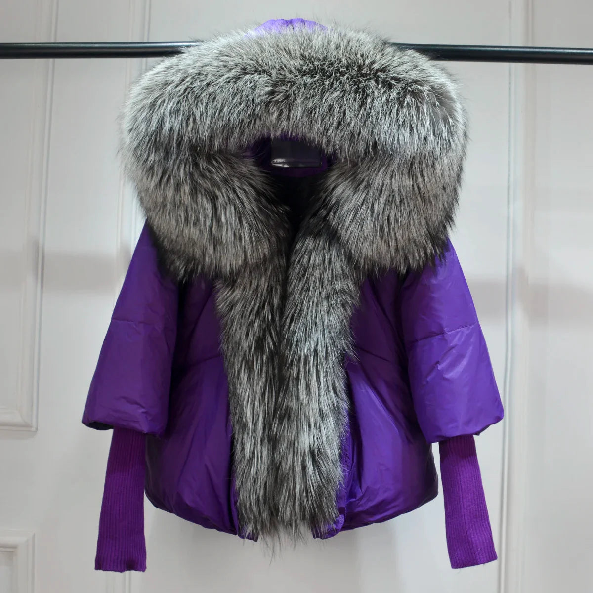 Winter Women Warm White Duck Down Jacket Loose Hood Coats-Coats & Jackets-Purple 1-S-Free Shipping Leatheretro