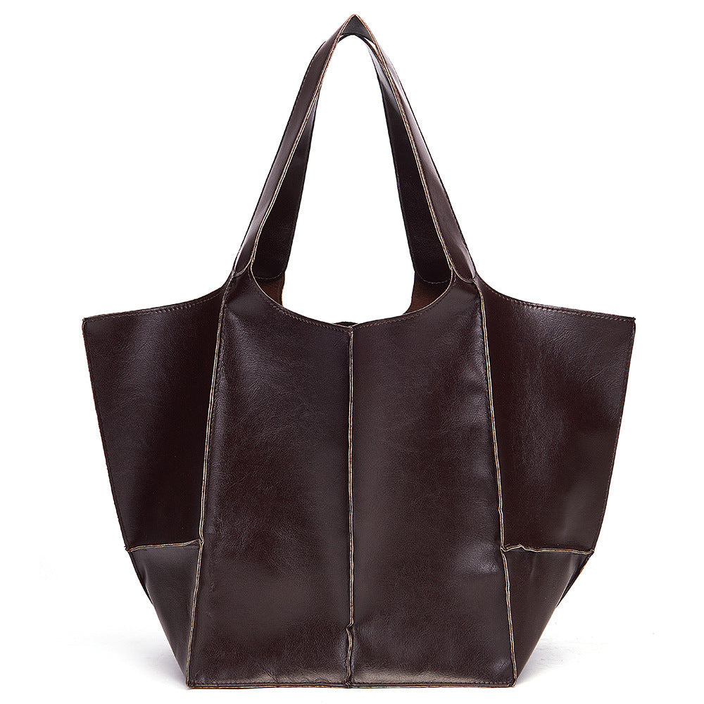 Large Capacity One Shoulder Portable Tote Bag-Tote Bag-Brown-Free Shipping Leatheretro