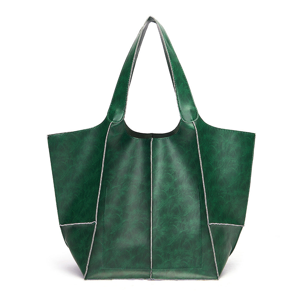 Large Capacity One Shoulder Portable Tote Bag-Tote Bag-Green-Free Shipping Leatheretro