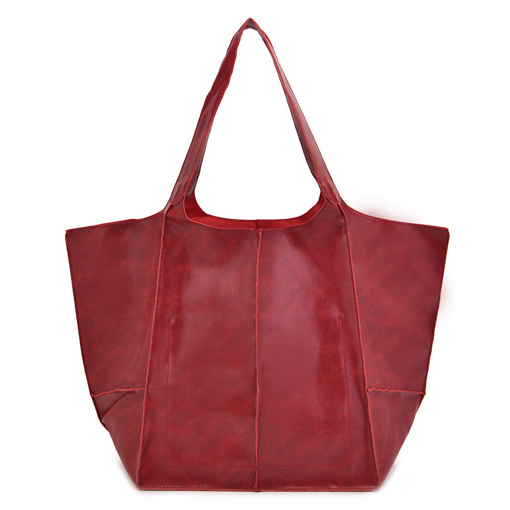 Large Capacity One Shoulder Portable Tote Bag-Tote Bag-Rose Red-Free Shipping Leatheretro