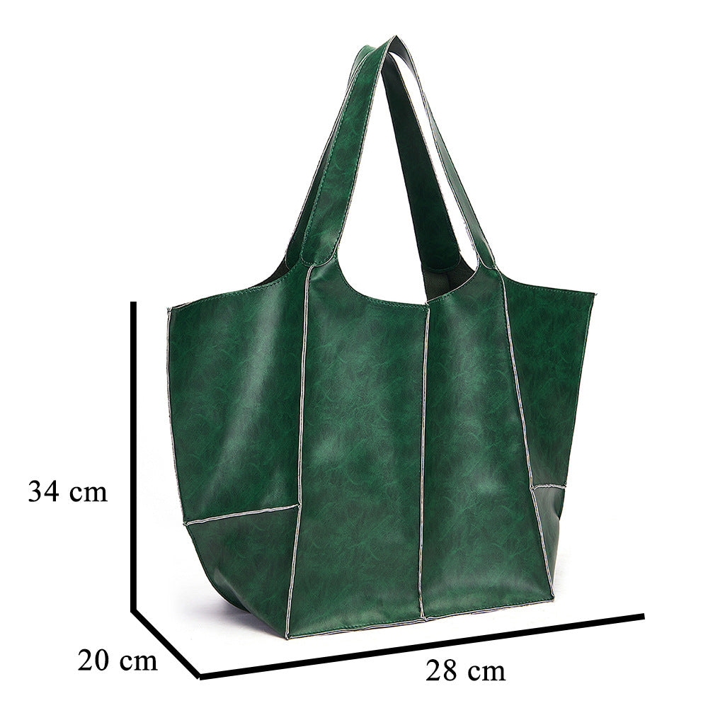 Large Capacity One Shoulder Portable Tote Bag-Tote Bag-Golden Brown-Free Shipping Leatheretro