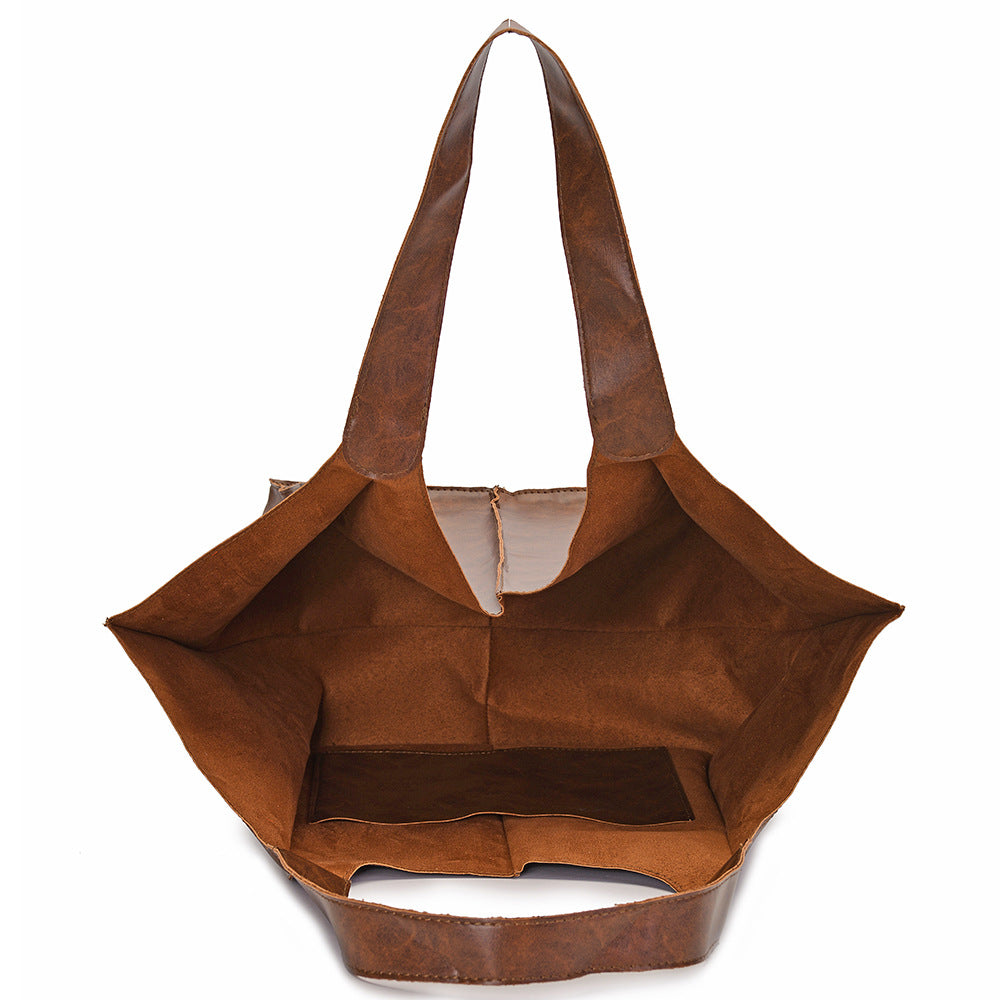 Large Capacity One Shoulder Portable Tote Bag-Tote Bag-Golden Brown-Free Shipping Leatheretro