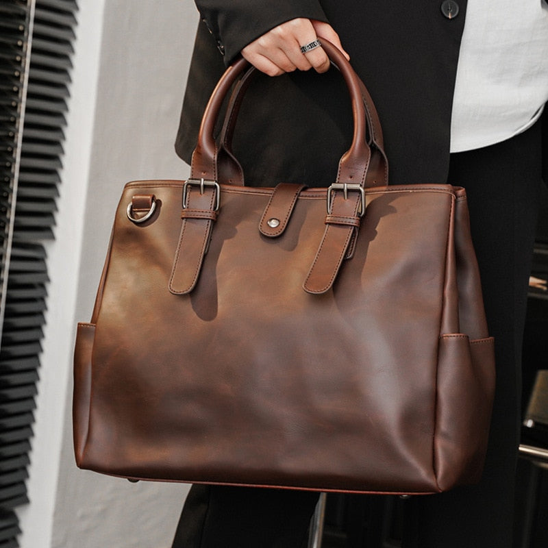 Large Capacity Retro Leather Briefcase-Briefcase-Free Shipping Leatheretro