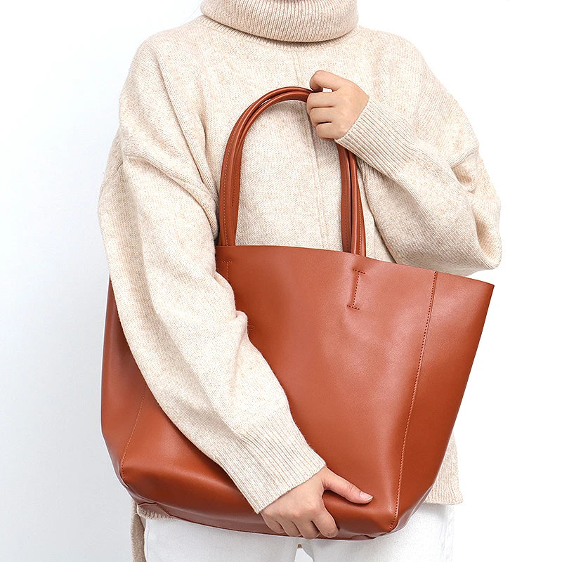 Large Capacity Women's Fashionable Real Leather Tote Bag-Tote Bag-Green-Free Shipping Leatheretro
