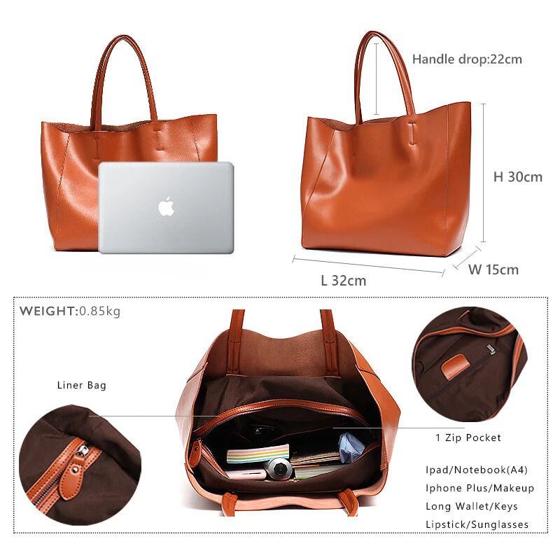 Large Capacity Women's Fashionable Real Leather Tote Bag-Tote Bag-Green-Free Shipping Leatheretro