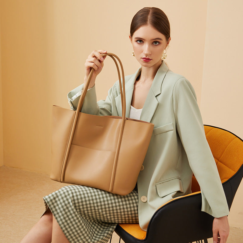 Large Luxury Leather Shoulder Bag Women Tote Bag-Tote Bag-Brown-Free Shipping Leatheretro