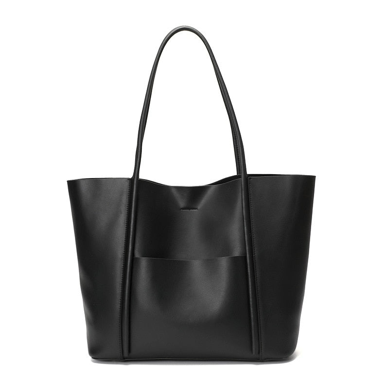 Large Luxury Leather Shoulder Bag Women Tote Bag-Tote Bag-Black-Free Shipping Leatheretro