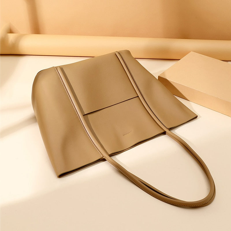 Large Luxury Leather Shoulder Bag Women Tote Bag-Tote Bag-Brown-Free Shipping Leatheretro