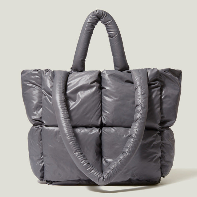 Luxury Nylon Large Tote Shoulder Handbag-Tote Bag-Large Nylon Bag-Gray-Free Shipping Leatheretro