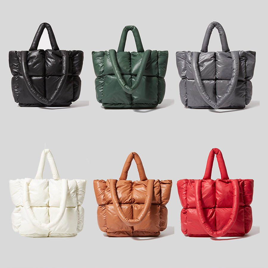 Luxury Nylon Large Tote Shoulder Handbag-Tote Bag-Large Nylon Bag-Gray-Free Shipping Leatheretro