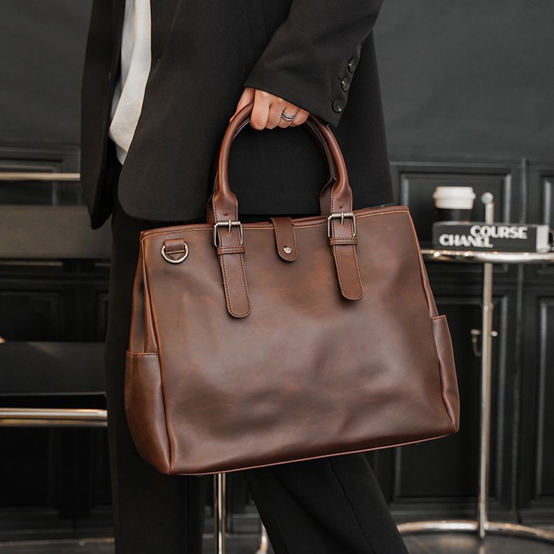 Large Capacity Retro Leather Briefcase-Briefcase-Free Shipping Leatheretro