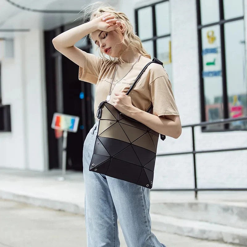 Laser Plain Folding Tote Bag Convertable Bag-Tote Bag-Dark Gray-Free Shipping Leatheretro