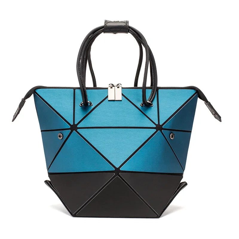 Laser Plain Folding Tote Bag Convertable Bag-Tote Bag-Peacock Blue-Free Shipping Leatheretro