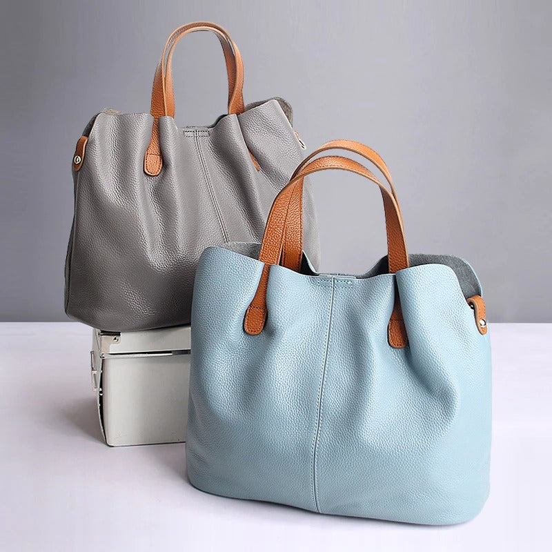 Genuine Leather Women Handbag-Handbags-Gray-Free Shipping Leatheretro