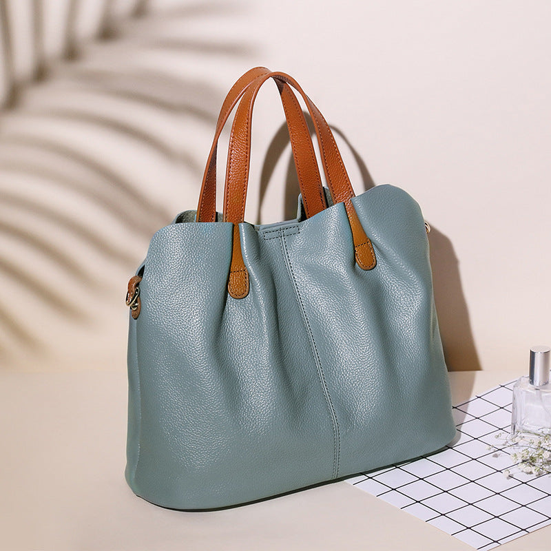 Genuine Leather Women Handbag-Handbags-Gray-Free Shipping Leatheretro