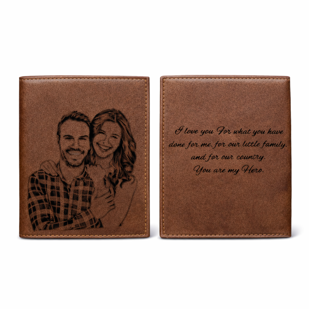 Men’s Custom Name / Photo Engraved Wallet | High-Quality PU Leather Short Purse | Personalized Gift-Wallets & Money Clips-Photo + Text-Free Shipping Leatheretro
