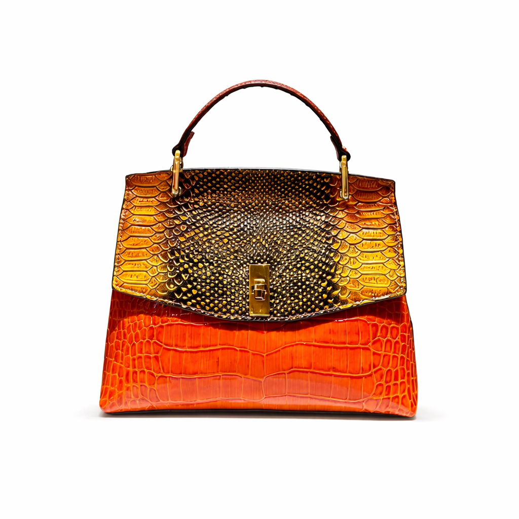 Luxury Crocodile Print Synthetic Leather Crossbody Bag for Women-Handbags-Orange-Free Shipping Leatheretro