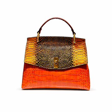 Luxury Crocodile Print Synthetic Leather Crossbody Bag for Women-Handbags-Orange-Free Shipping Leatheretro