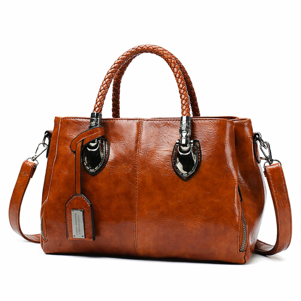 CrossBorder Trends Oil Wax Leather Messenger Bag - Vintage Women Stylish Handbag-Shoulder Bag-Black-Free Shipping Leatheretro