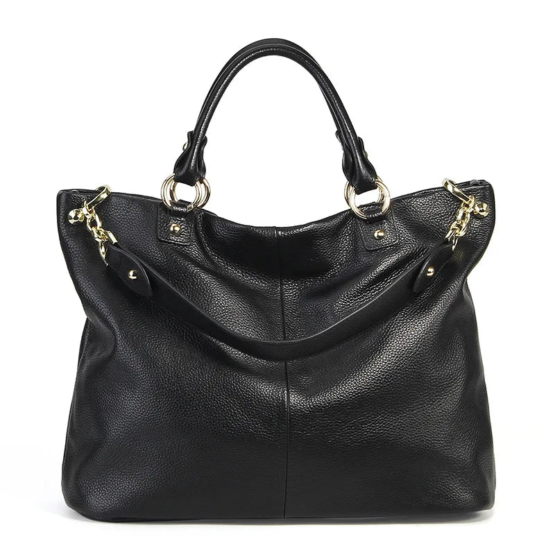 Luxury Cowhide Large Capacity Shoulder Bag-Handbags-Earth Yelllow-Free Shipping Leatheretro