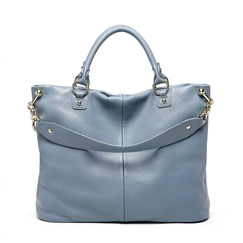 Luxury Cowhide Large Capacity Shoulder Bag-Handbags-Blue-Free Shipping Leatheretro