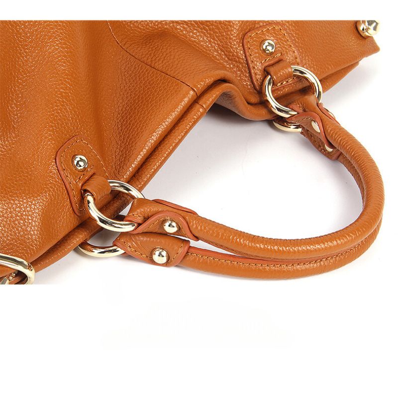Luxury Cowhide Large Capacity Shoulder Bag-Handbags-Earth Yelllow-Free Shipping Leatheretro